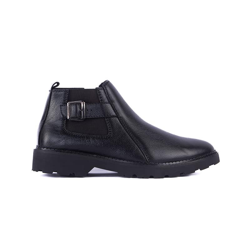 ZBT0216B_01 Urban Biker Buckle Strap Leather Chelsea Boot - Image 1