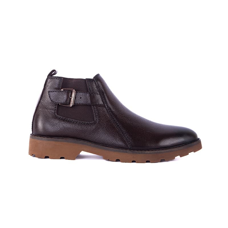ZBT0217C_01 Urban Biker Buckle Strap Leather Chelsea Boot - Image 1
